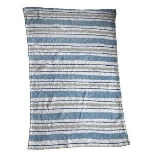 Little Miracles Blue Gray White Stripes Baby Blanket Lovey  SOFT 46x32 HTF